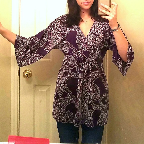 INC. Purple top with detail shapes boho - Picture 1 of 4